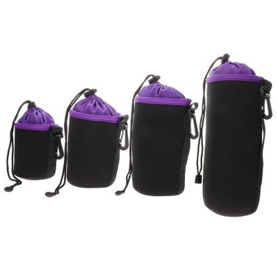 MOLUCKFU 4pcs Camera Lens Bag Dslr Case Drawstring Lens Protector Pouch for Outdoor Travel and Photography
