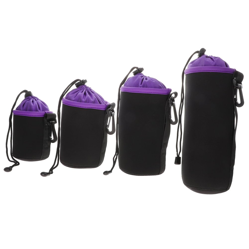 MOLUCKFU 4pcs Camera Lens Bag Dslr Case Drawstring Lens Protector Pouch for Outdoor Travel and Photography