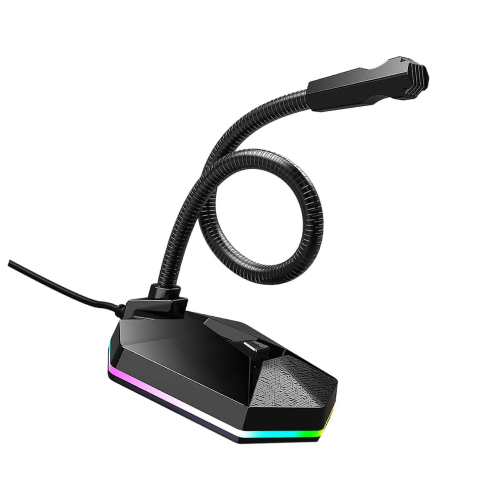 FAVOMOTO 1pc Bendable USB Microphone RGB Design for Video Conference Voice Chat and Home Studio Use Drive -Noise Desktop Mic for Sound