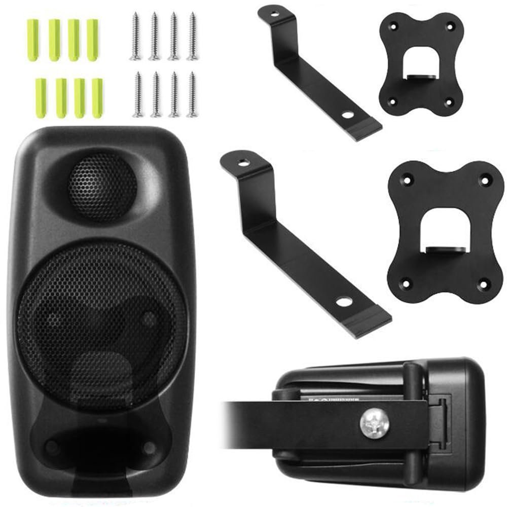 Coyktonty Aluminium Wall Bracket/Wall Mount Bracket for Ik iloud mm Speakers,Duty Speaker Mount Mounting Brackets (Black+Black)
