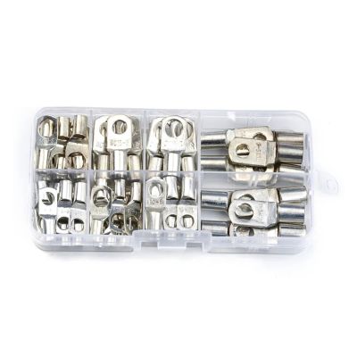 60PCS Tinned Copper SC Bare Terminals Lug Ring Seal Wire Connectors Bare Wire Cable Crimped Soldered Terminal Kit SC6-SC25(60pcs Silver)