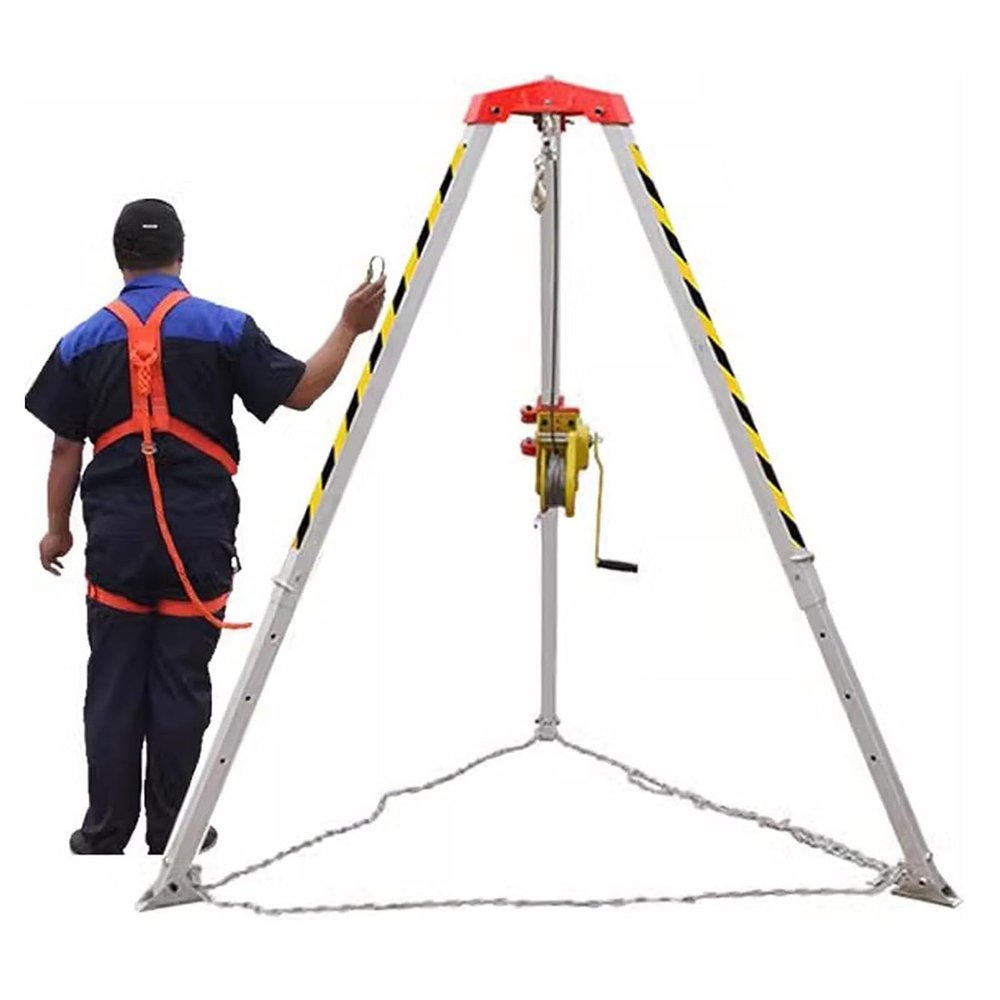 Heavy Duty Confined Space Entry Kit - Load Safety Tripod Rescue with Fitting, Falling Protector Bracket for Underground Pipe, Tunnel, Working in High Places