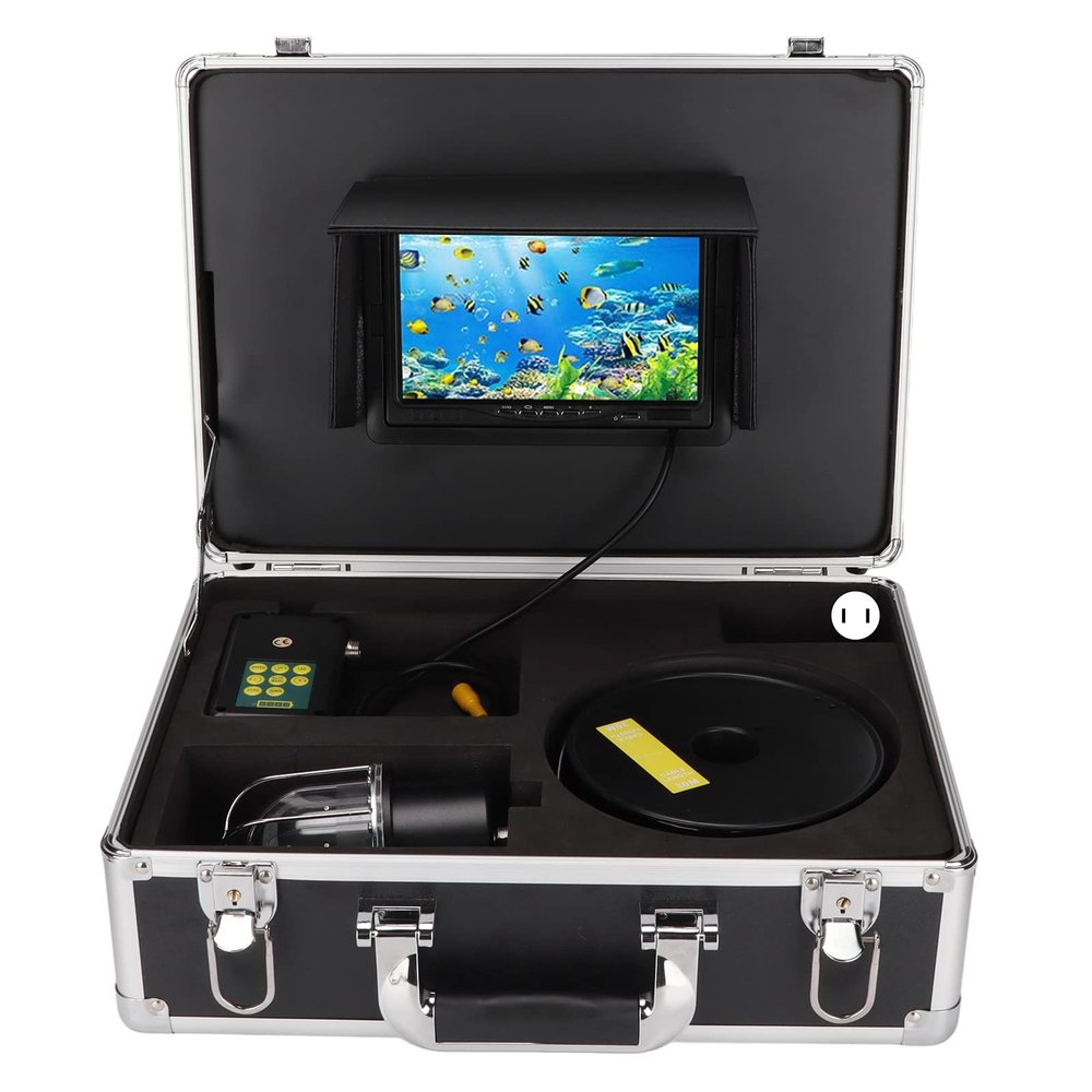 Brilluxa Underwater Fishing Camera, 7in Monitor Fish Finder, IP68 Waterproof 20 LED 360 Rotating Scope, Submersible Video Fishing Inspection Camera