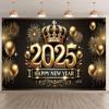 10x8 feet 2025 Happy New Year Celebration Banner 2025 Photography Background Holiday Black and Gold Decorations Home Decorations Photo Gallery view 1