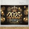 10x8 feet 2025 Happy New Year Celebration Banner 2025 Photography Background Holiday Black and Gold Decorations Home Decorations Photo Gallery view 2