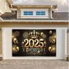 10x8 feet 2025 Happy New Year Celebration Banner 2025 Photography Background Holiday Black and Gold Decorations Home Decorations Photo Gallery view 3