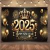 10x8 feet 2025 Happy New Year Celebration Banner 2025 Photography Background Holiday Black and Gold Decorations Home Decorations Photo Gallery view 4