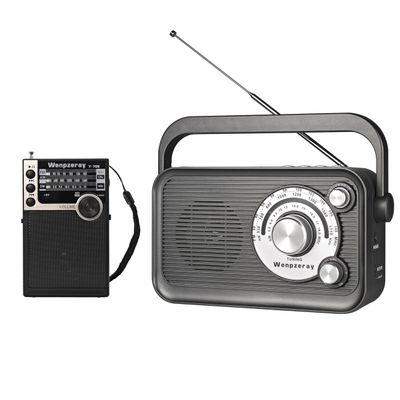 Wenpzeray Y-706 Portable Pocket Radio AM FM SW Band ReceiverBlack and D218 Retro Portable AM FM SW Radio Great Sound BT Speaker Radio (Grey)