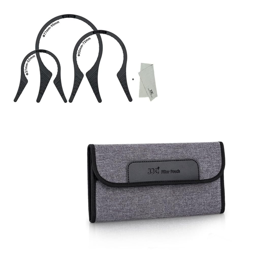 4 Pockets Lens Filter Case for Filter Up to 82mm+3 Packs Lens Filter Wrench Kit