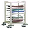 American Made Medical Chart Organizer Rack on Wheels, Welded Steel Frame, Coated Wire Shelves (Beige, 10 Binder Capacity (2.75" Max Size) view 1