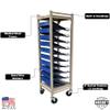 American Made Medical Chart Organizer Rack on Wheels, Welded Steel Frame, Coated Wire Shelves (Beige, 10 Binder Capacity (2.75" Max Size) view 3