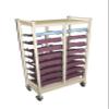 American Made Medical Chart Organizer Rack on Wheels, Welded Steel Frame, Coated Wire Shelves (Beige, 16 Binder Capacity (4.25" Max Size) view 1