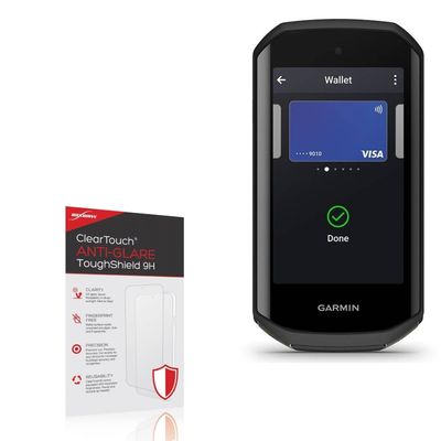 BoxWave Screen Protector Compatible with Garmin Edge 1050 - ClearTouch Anti-Glare ToughShield 9H (2-Pack), Anti-Glare 9H Tough Flexible Film Screen Protector