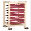 American Made Medical Chart Organizer Rack on Wheels, Welded Steel Frame, Coated Wire Shelves (Beige, 8 Binder Capacity (4.25" Max Size) view 1