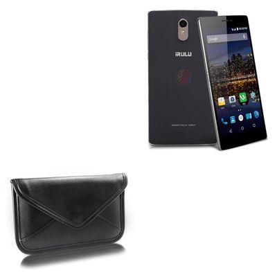 BoxWave Case Compatible with iRulu V3 - Elite Leather Messenger Pouch, Synthetic Leather Cover Case Envelope Design - Jet Black
