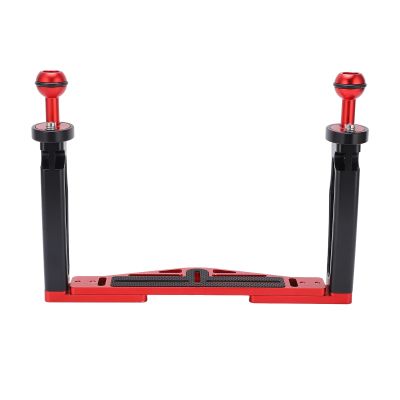 Acouto Dual Handle Aluminium Tray Stabilizer Rig Diving Underwater Camera Housing Case Mount with Double Stability for SLR Cameras Sports Cameras Diving Lights