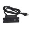 1500W Conference Recessed Power Strip Socket Drawer Desk Outlet with 2 AC Sockets 2 USB Ports Space Saving Power Station 1.5m Cord for Furniture Home Office Use (Black) view 1