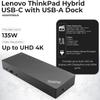 40AF0135US Docking Station Dual Monitor Hybrid USB-C with USB-A - 1 Year Warranty, Thinkpad Dock w/ 135W Adapter, HDMI, DisplayPort, USB-C Cable, Cloth - Laptop Docking Station (Renewed) view 3