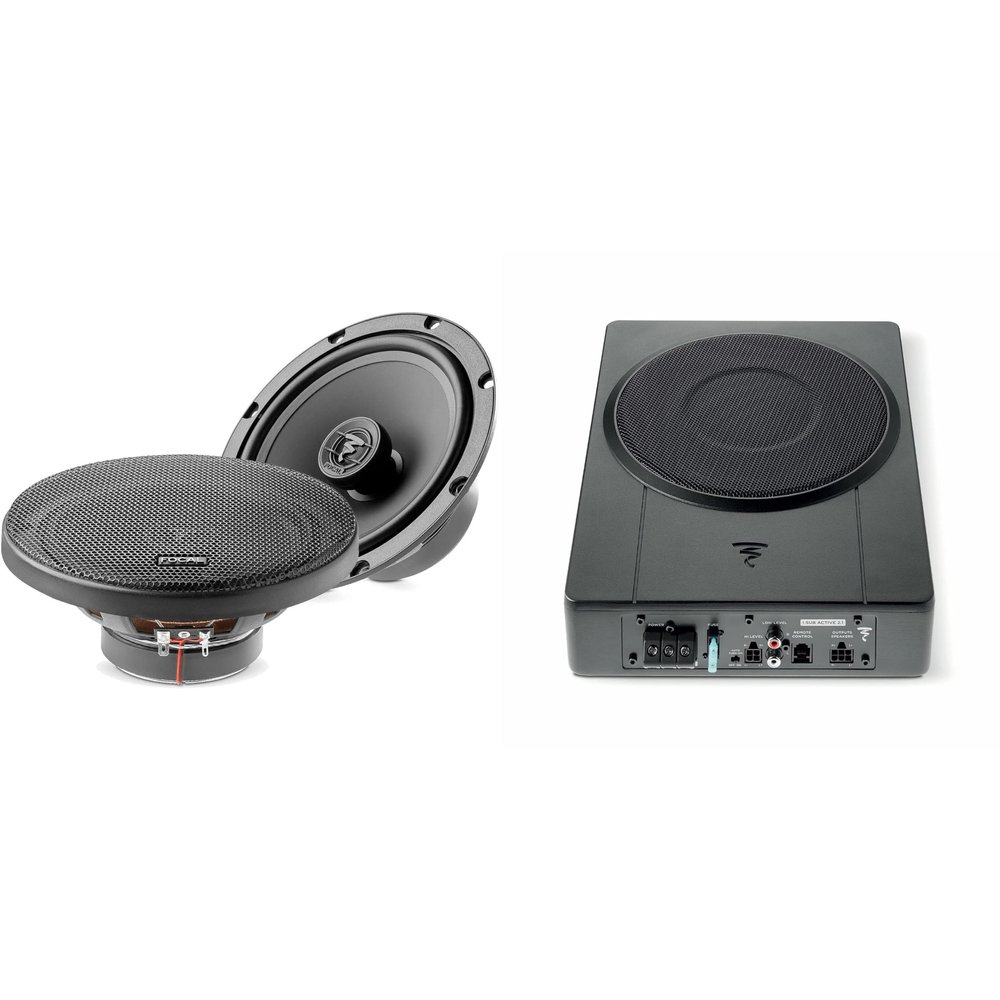 Focal ISUBACTIVE2.1 8 Underseat Amplified Subwoofer, RMS: 130W - MAX: 260W ACX165 Auditor EVO Series 6.5" 2-Way Coaxial Speaker Kit