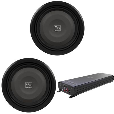 Wavtech Two thinPRO12-4 750 Watt 12" Shallow Subwoofers 4 ohm link1000.1mini - 1000 Watt Mono Amplifier