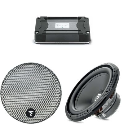 Focal SUB 12 12" Subwoofer, Single 4-Ohm, 300 W RMS - 600 W MAX, GR 12-12" Grille for Subwoofer Line and FDS-1.350 1 Channel Amplifier 1 x 350 W
