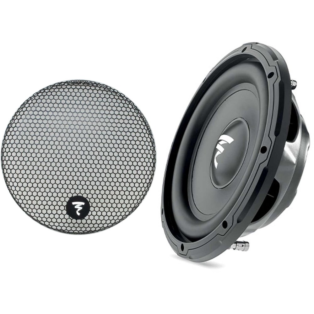 Focal SUB 10 Slim 10" Shallow Mount Subwoofer, Single 4-Ohm, 230W RMS - 460 W MAX and GR 10-10" Grille for Subwoofer Line