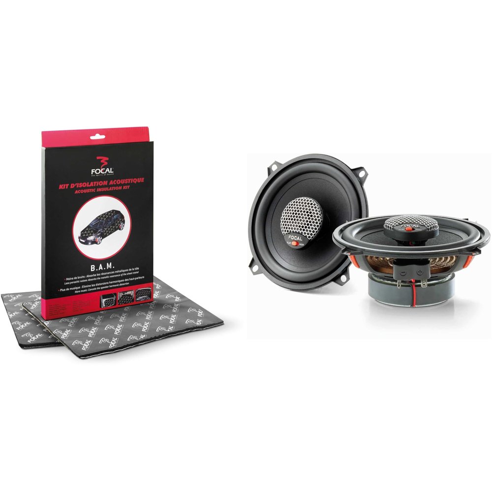 Focal ICU-130 Integration Series 5.25 Inch Coaxial Speakers (Pair), RMS: 60W - MAX: 120W BAM Acoustic Insulation kit
