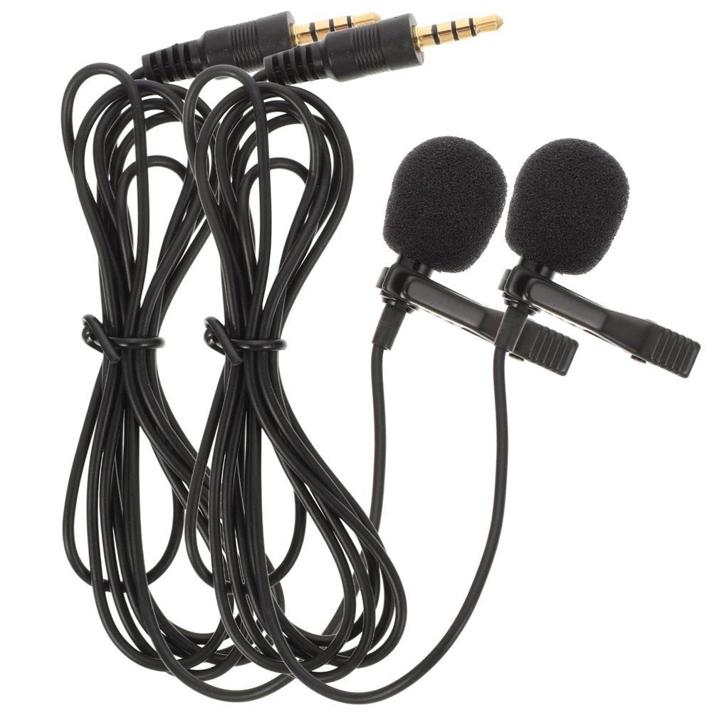 Alasum 2pcs Lavalier Microphone Clip Mic for Recording and Live Streaming Omnidirectional Mini Lapel Mic for Interviews and Camera Use