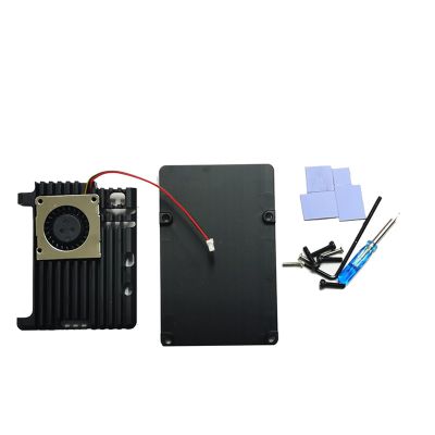 Aluminum Alloy Case with Cooling Fan for Raspberry 5 Optimal Heat Dissipation Full Coverage Shells