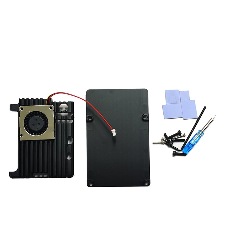 Aluminum Alloy Case with Cooling Fan for Raspberry 5 Optimal Heat Dissipation Full Coverage Shells