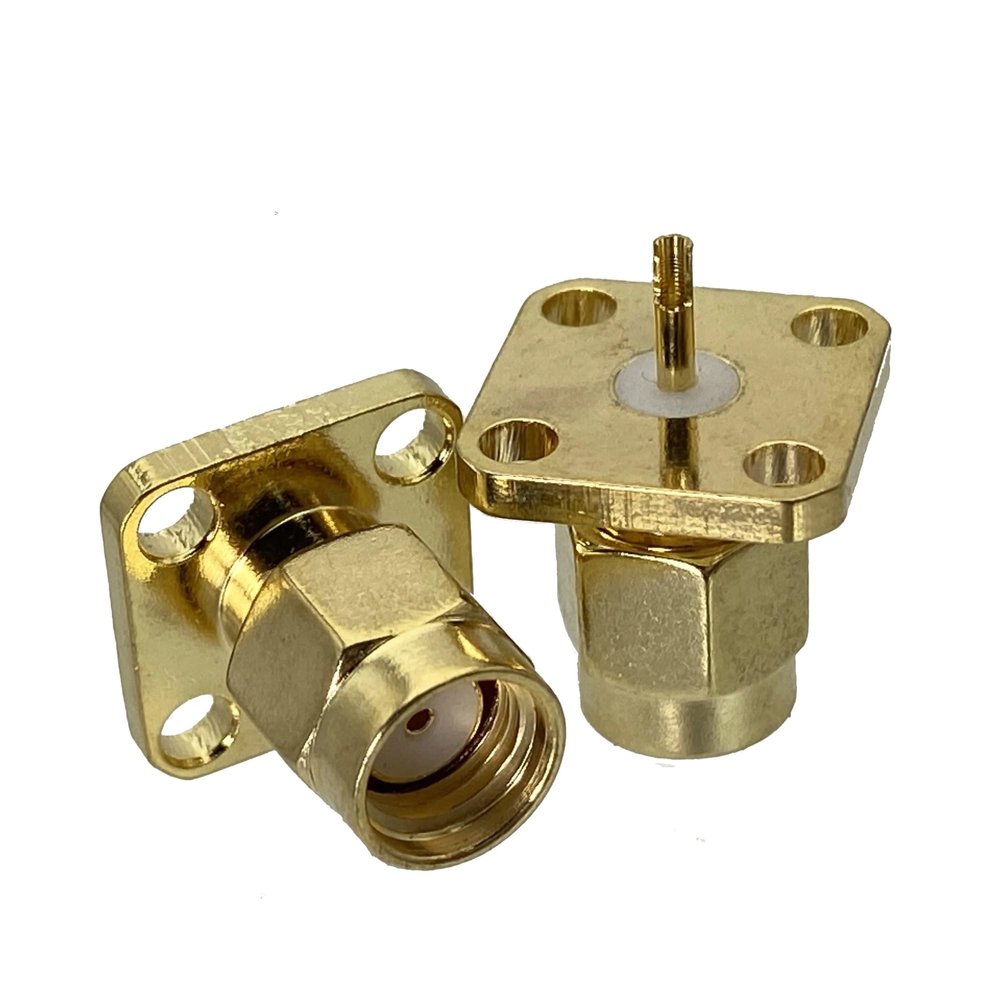 HFHYDZSW 10pcs Connector RP SMA Male Jack 4-Holes Flange Solder Cup Deck Mount Coaxial Wire Terminals