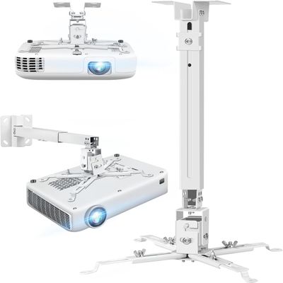 2-Be-Best Projector Mount 17-25.6" - Upgraded Adjustable Mounting Bigger Max Load 42 LBS / 19KG White Projector Mount Compatible with Epson Benq and Other 3 or 4 Holes Projectors in Office Home