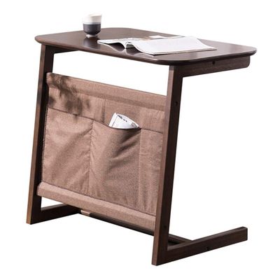 Bamboo Bedside Table, Mobile Laptop Table, Bedside Table with Storage Bag, Placeable Dining Table/Desk,85x50x75cm Fashionable