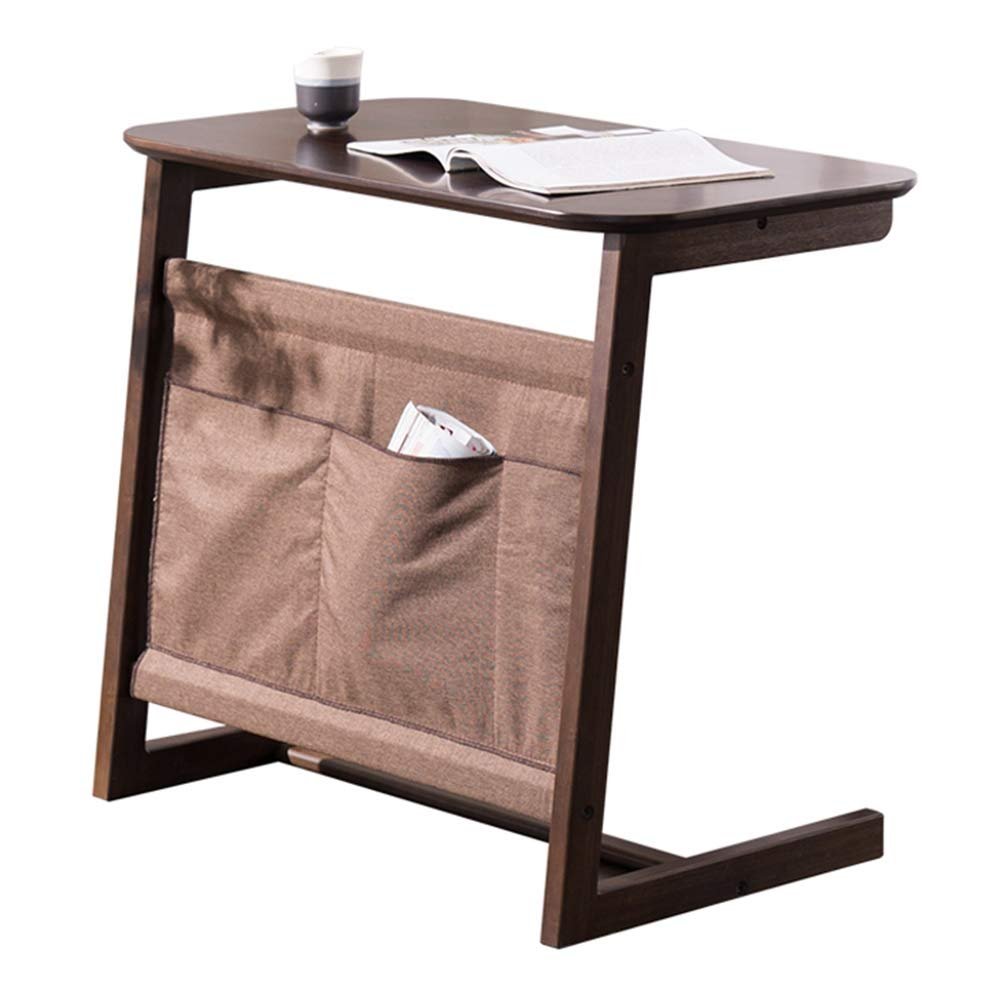 Bamboo Bedside Table, Mobile Laptop Table, Bedside Table with Storage Bag, Placeable Dining Table/Desk,85x50x75cm Fashionable