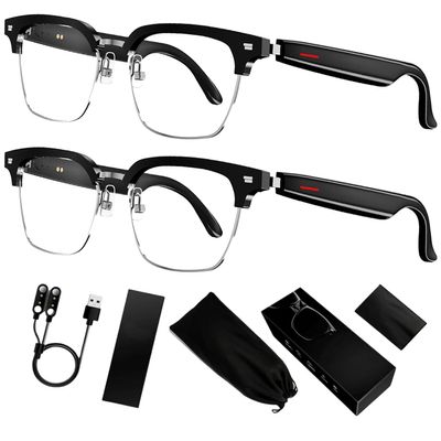 Gsnagole Smart Glasses Listenable Songs, Smart Wireless Headphone Sunglasses, Glasses,Sunglasses for Women & Men,Smart Glasses Sports Sunglasses with Mic (Half frame transparent 2pcs)