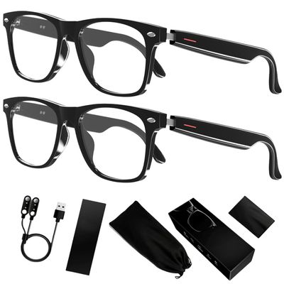 Gsnagole Smart Glasses Listenable Songs, Smart Wireless Headphone Sunglasses, Glasses,Sunglasses for Women & Men,Smart Glasses Sports Sunglasses with Mic (Full frame transparent 2pcs)