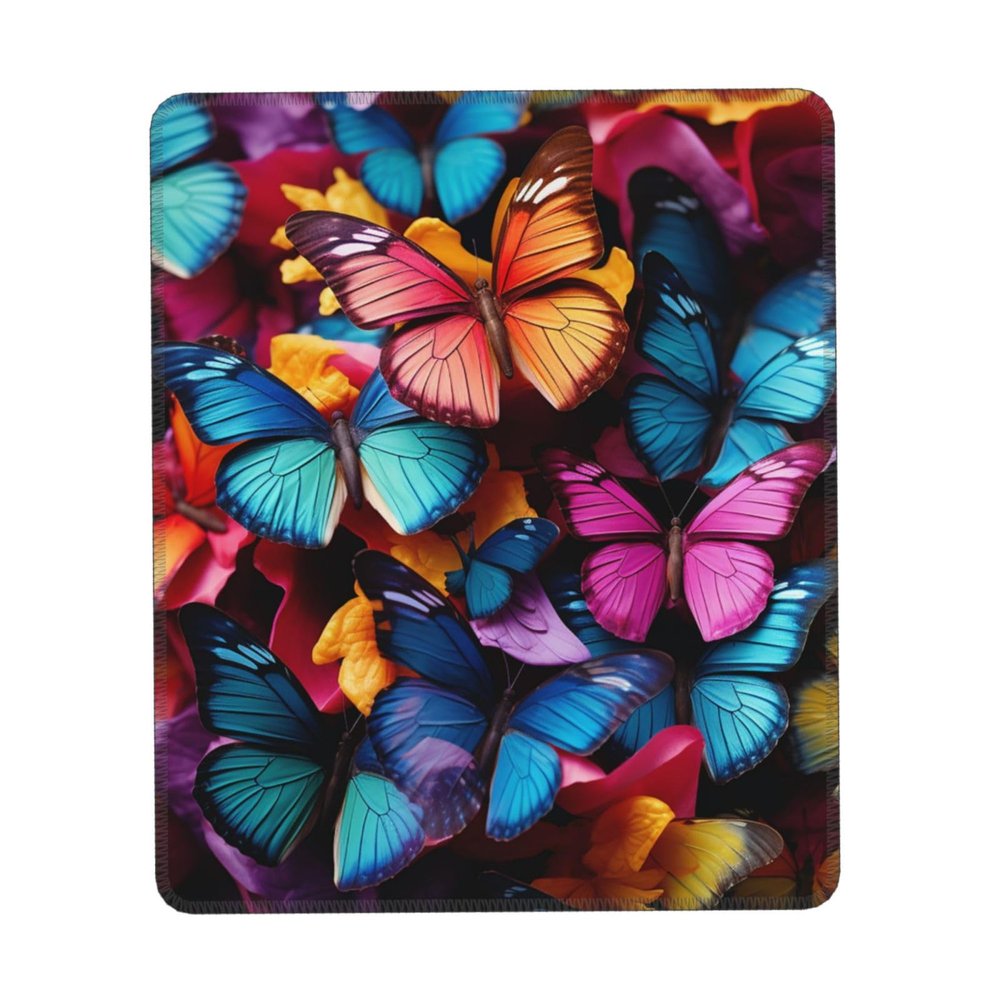 Mouses Pad Small Mouses Mat with Anti-Slip Rubber Base Colorful Butterflies Mouses Pads for Man Woman Computer Mouses pad for Wireless Mouses Keyboard Mat Gaming Desk Pad for Home 7.9 x 9.5 in
