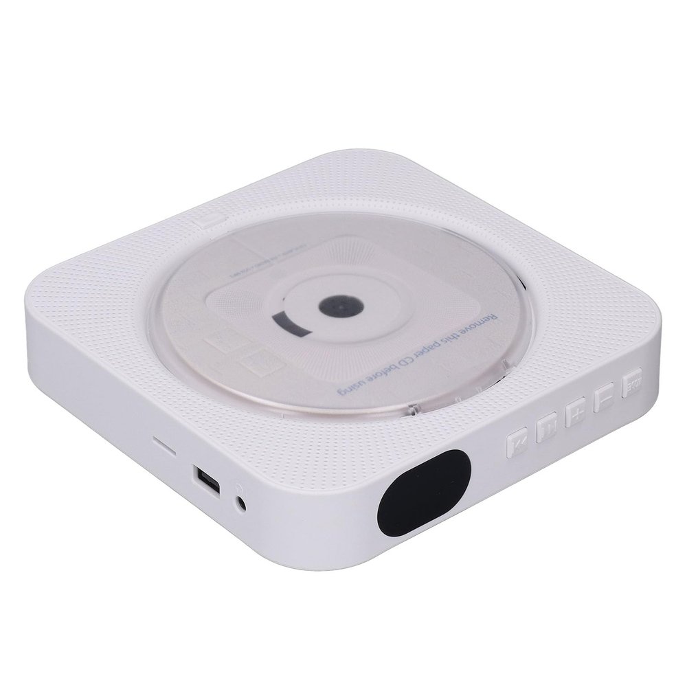 VBESTLIFE Desktop CD Player with Speakers, CD Players for Home, Portable CD Player with BT5.0, AUX 3.5mm Ports, Repeat, Remote Control, Immersive Bass Speaker (White)