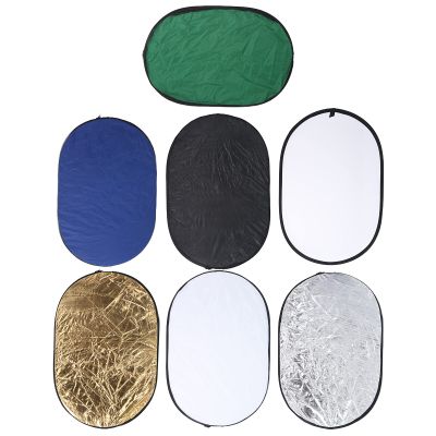 7 in 1 Oval Reflector 60x90cm Portable Collapsible Photography Photo Studio Lighting Reflector with Carrying Bag, Foldable, 7 Colors in one for Indoor and Outdoor Portrait
