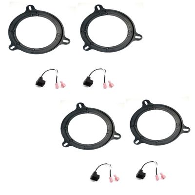 2 Pair Front and Rear 6.5" 6.75" Car Stereo Door Speaker Install Bracket Plates and Wire Harness -Made for Nissan: 2009-2014 Cube, 1995-2016 Maxima, 2007-2018 Rogue, 2007-2024 Versa + More Vehicles