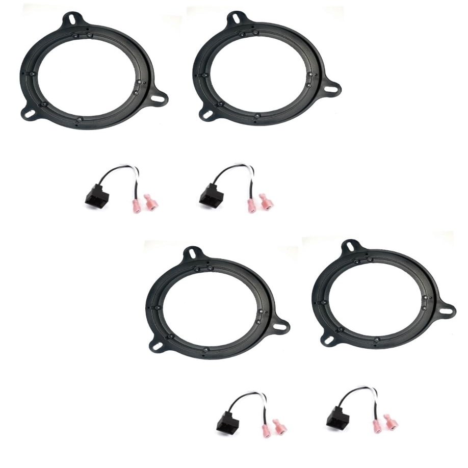 2 Pair Front and Rear 6.5" 6.75" Car Stereo Door Speaker Install Bracket Plates and Wire Harness -Made for Nissan: 2009-2014 Cube, 1995-2016 Maxima, 2007-2018 Rogue, 2007-2024 Versa + More Vehicles