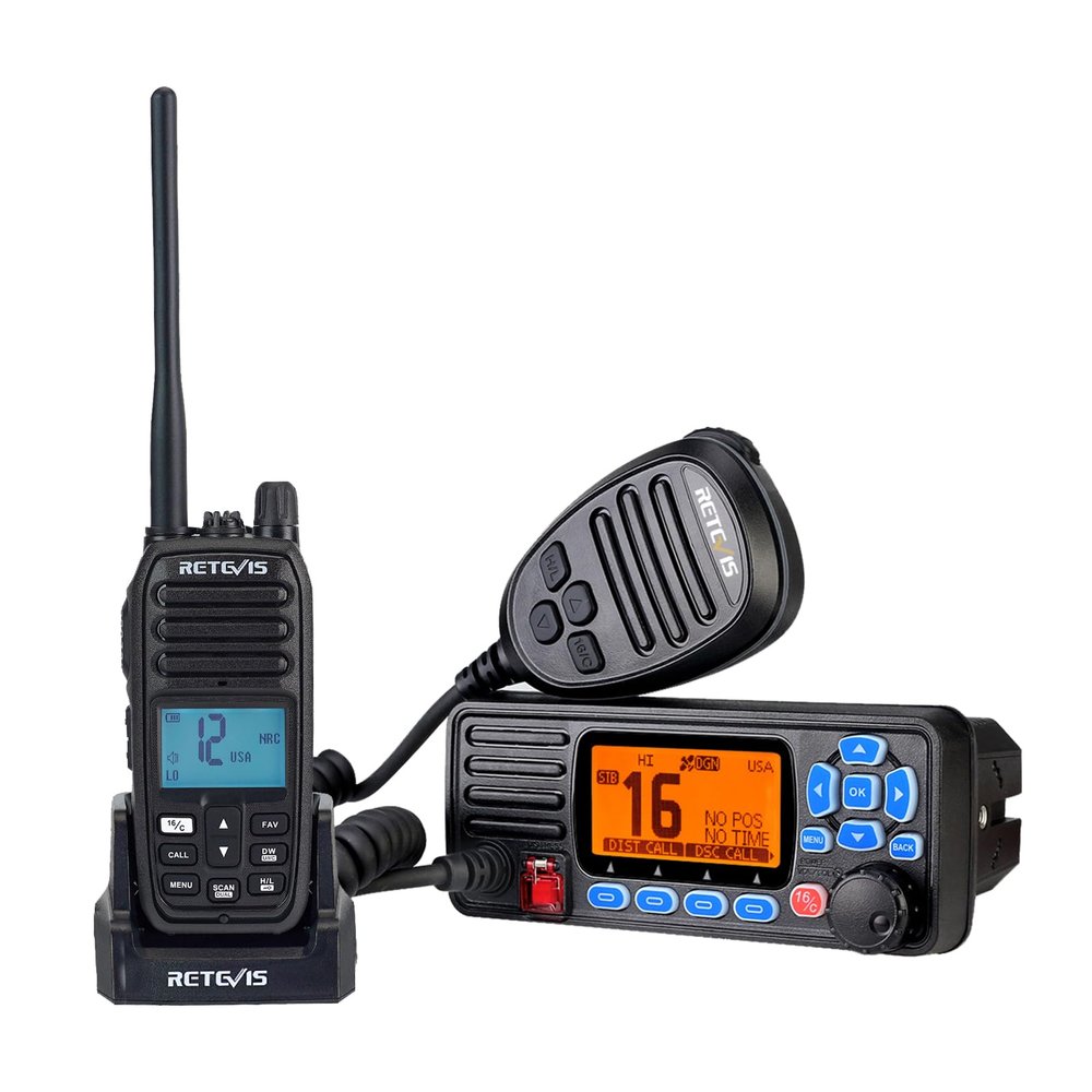 Retevis RM21 Handheld Marine Radio (1 Pack) Bundle with RA27 Marine VHF Radios for Boats(1 Pack)