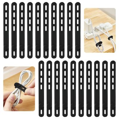 20 Pcs Black Silicone Cable Ties, Reusable Cable Straps Wire Organizer, Cable Management Cord Organizer for Fastening Earphone Phone Charger Home Office Desk Kitchen Appliances Cable Cords Wires