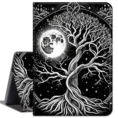 Case for iPad (9.7-Inch, 2018/2017 Model, 6th/5th Generation), Slim Lightweight Smart Shell Stand Cover with Auto Wake/Sleep Case for iPad 9.7 Inch 2018/2017,Black White Tree Moon