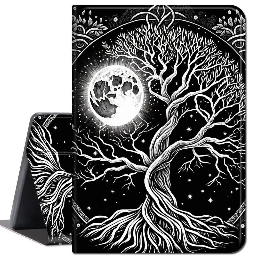 Case for iPad (9.7-Inch, 2018/2017 Model, 6th/5th Generation), Slim Lightweight Smart Shell Stand Cover with Auto Wake/Sleep Case for iPad 9.7 Inch 2018/2017,Black White Tree Moon