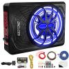 Znclces 2025 Upgraded 10" 1200W Slim Under Seat Powered Car Subwoofer, Car/Truck Sub Built in Amplifier for Outstanding Heat Dissipation, Powerful bass and Blue LED Ambient Light (Blue Light) view 1