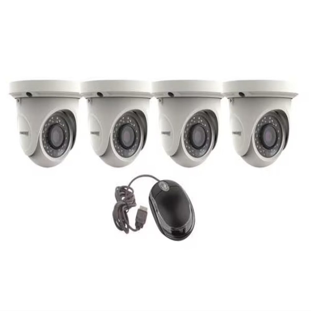 5MP 4-Camera Turret Security System, 3.6mm Lens, 103.8 Viewing Angle, 12V DC