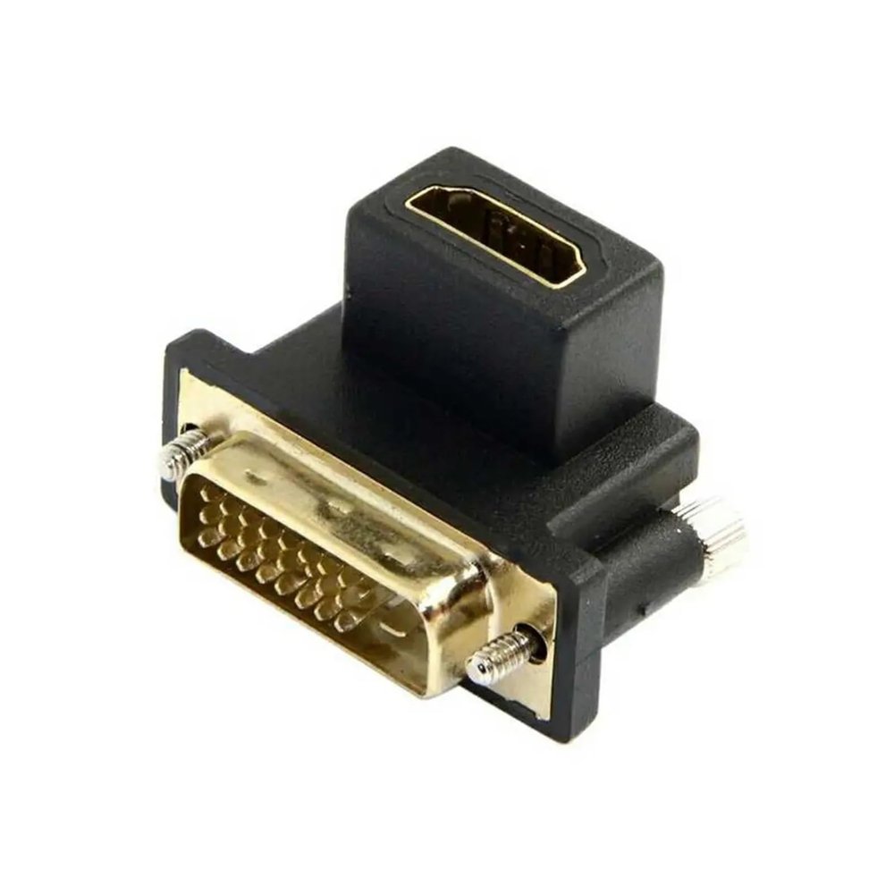 ACGTUY 90 Degree Angle DVI Male to HDMI-Compatible Female Adapter, Used Compatible with The Computer, HDTV. TV Industrial Machine and Graphics Card(Down)