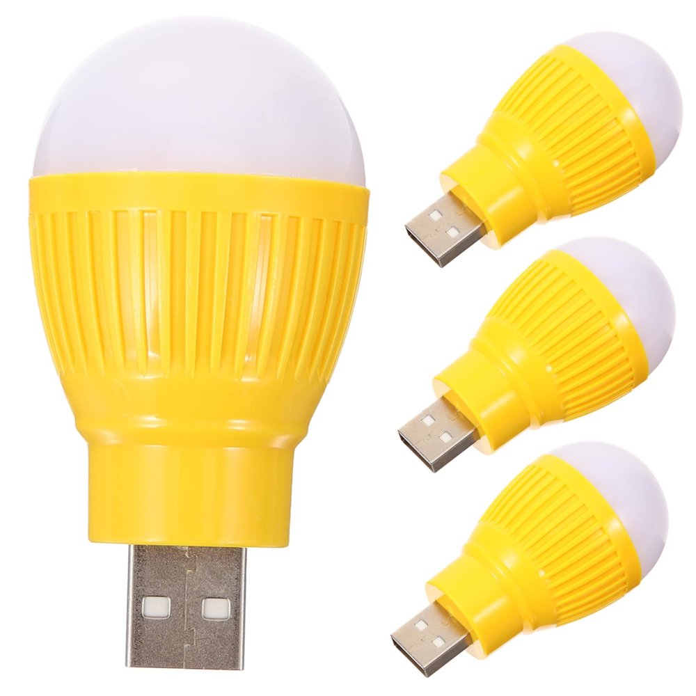 COOLHIYA 4pcs USB Led Mini Light Bulbs Portable Emergency Lamps for Night Lighting Desk Use Compact USB Small Lights for Home Office for Ambient Illumination