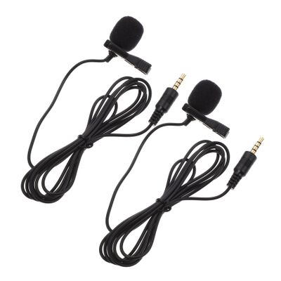 Alasum 2pcs Microphone for Laptop Wireless Clip Microphone Amplifier Black for Live Interview Recording